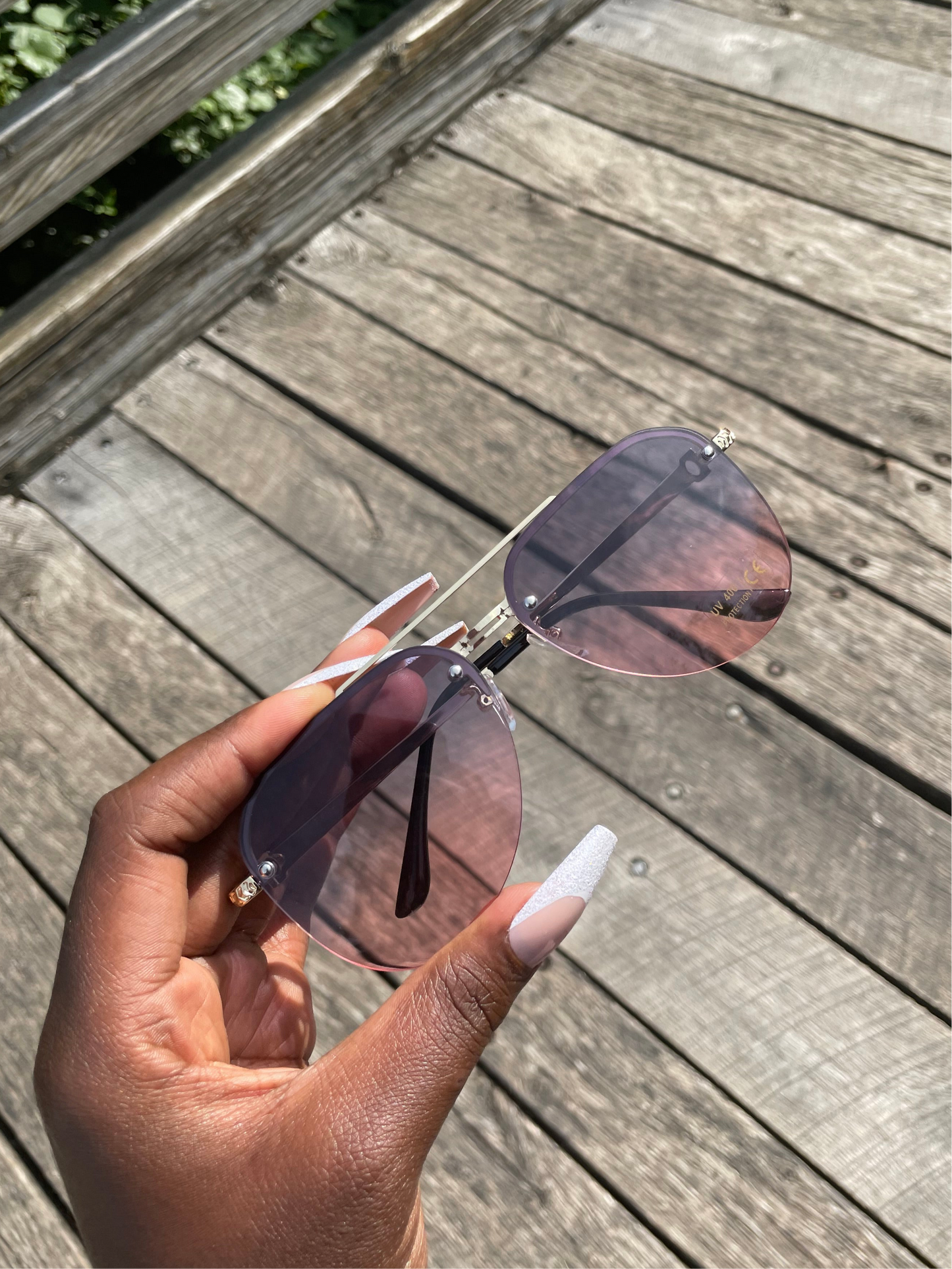 Just For Fun half rimless gold frame gradient aviation sunglasses (color options)