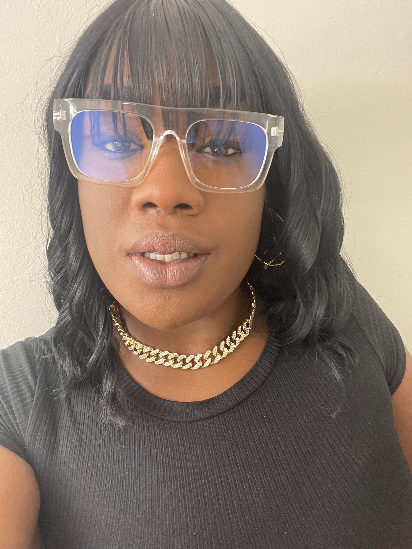 Werk It flat top square oversized transparent glasses (clear)