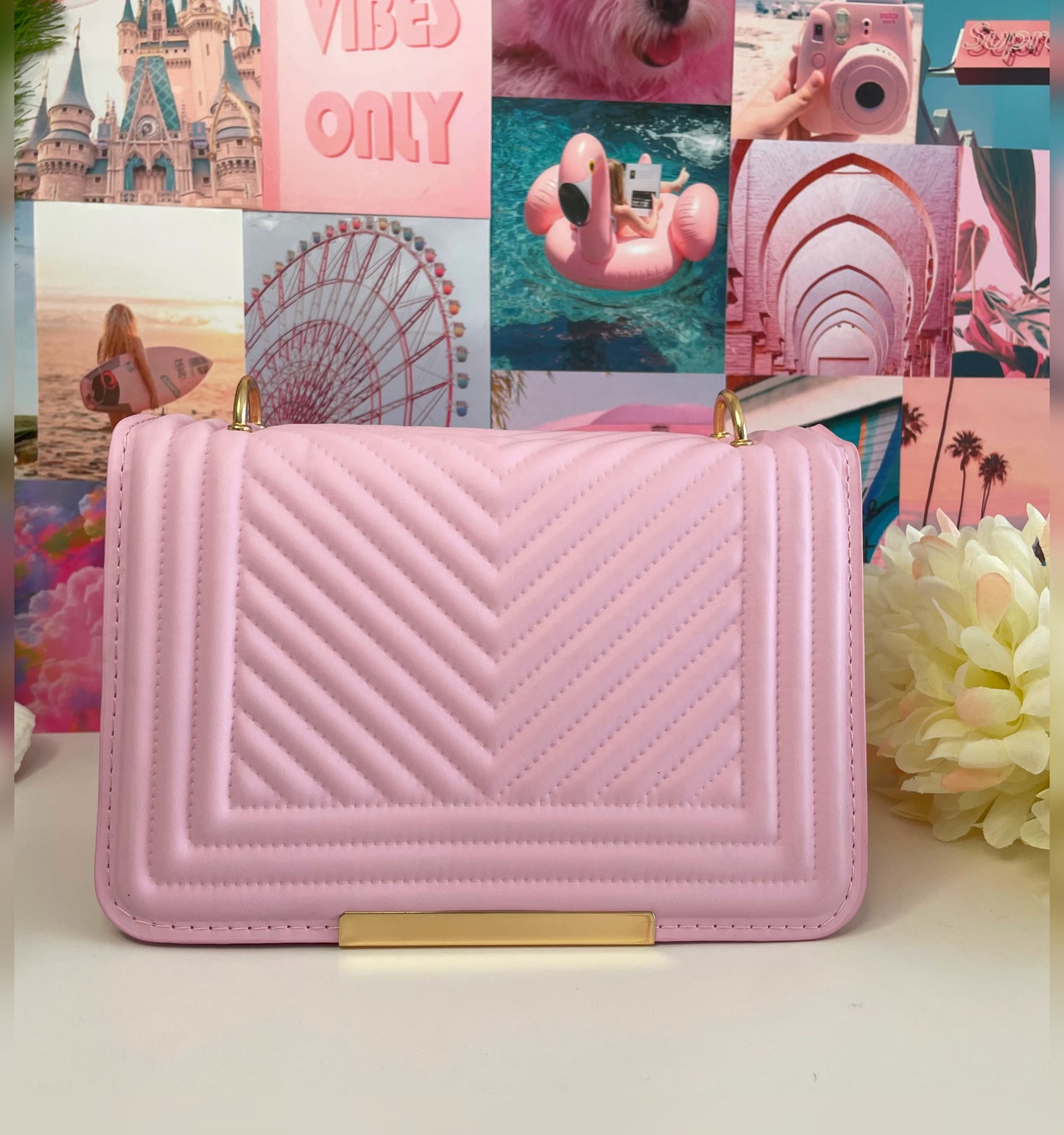 Basic Needs quilted textured flap crossbody PU leather shoulder bag (color options)