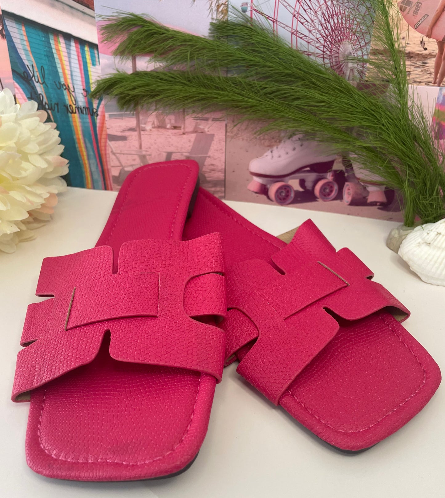 Cutting It Close open toe non slip outdoor flat slides (color options)