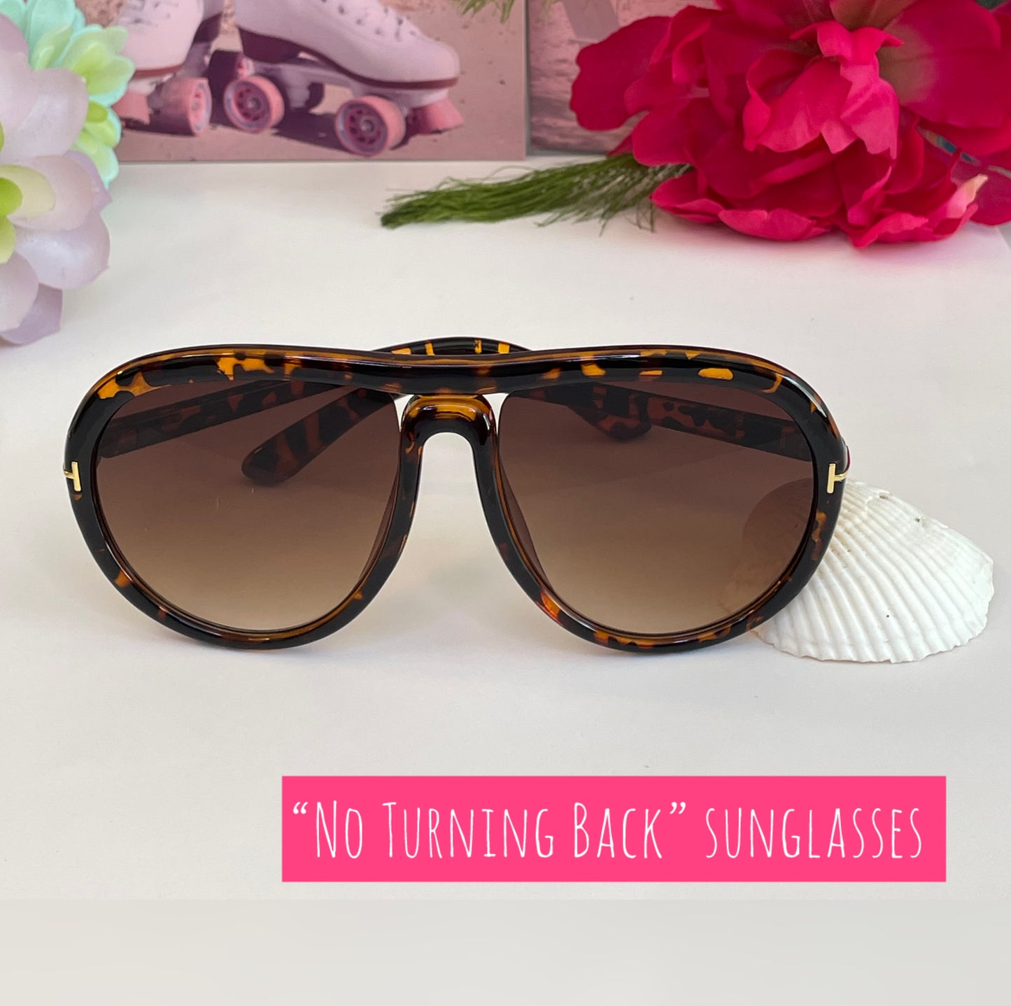 No Turning Back oversized leopard print gradient tint thin frame sunglasses (color options)