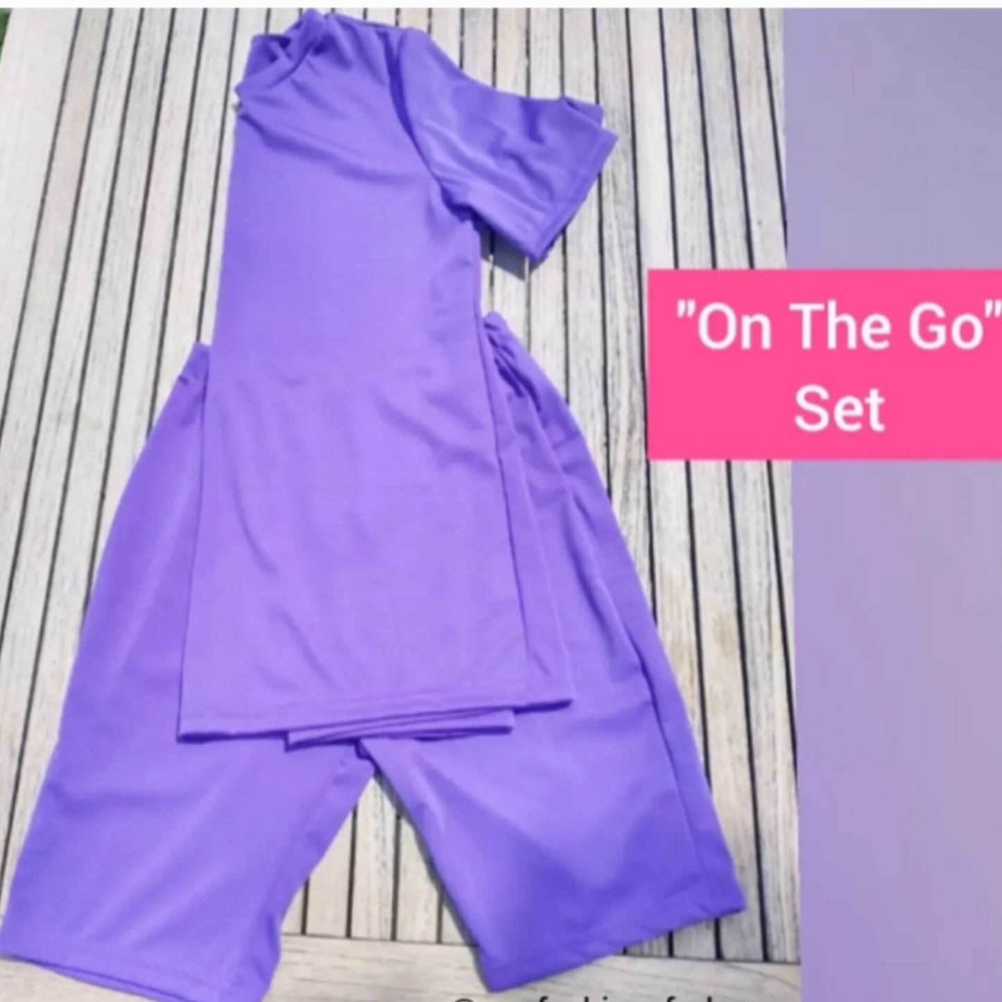 On The Go round neck short sleeve solid color biker short set (S-XL) color options