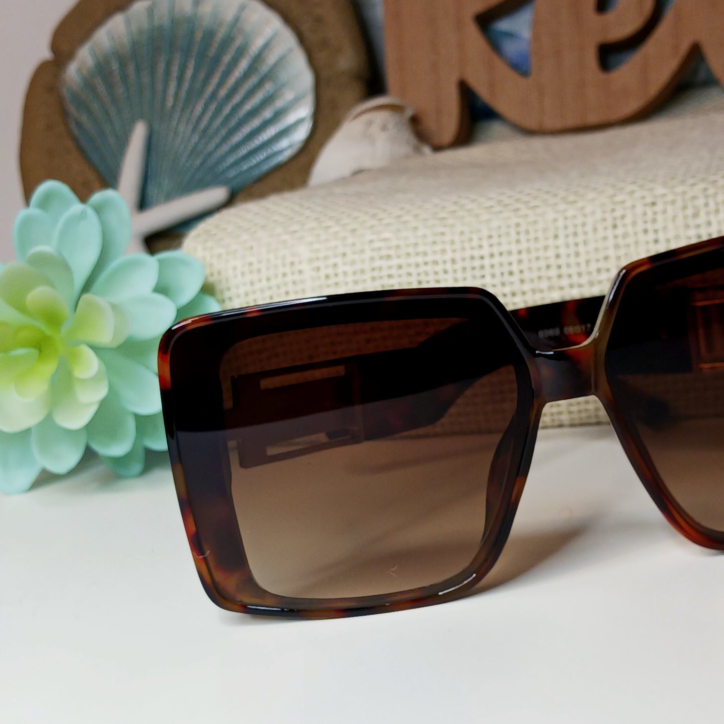 Wish Me Well tinted gold design oversized leopard square sunglasses (color options)