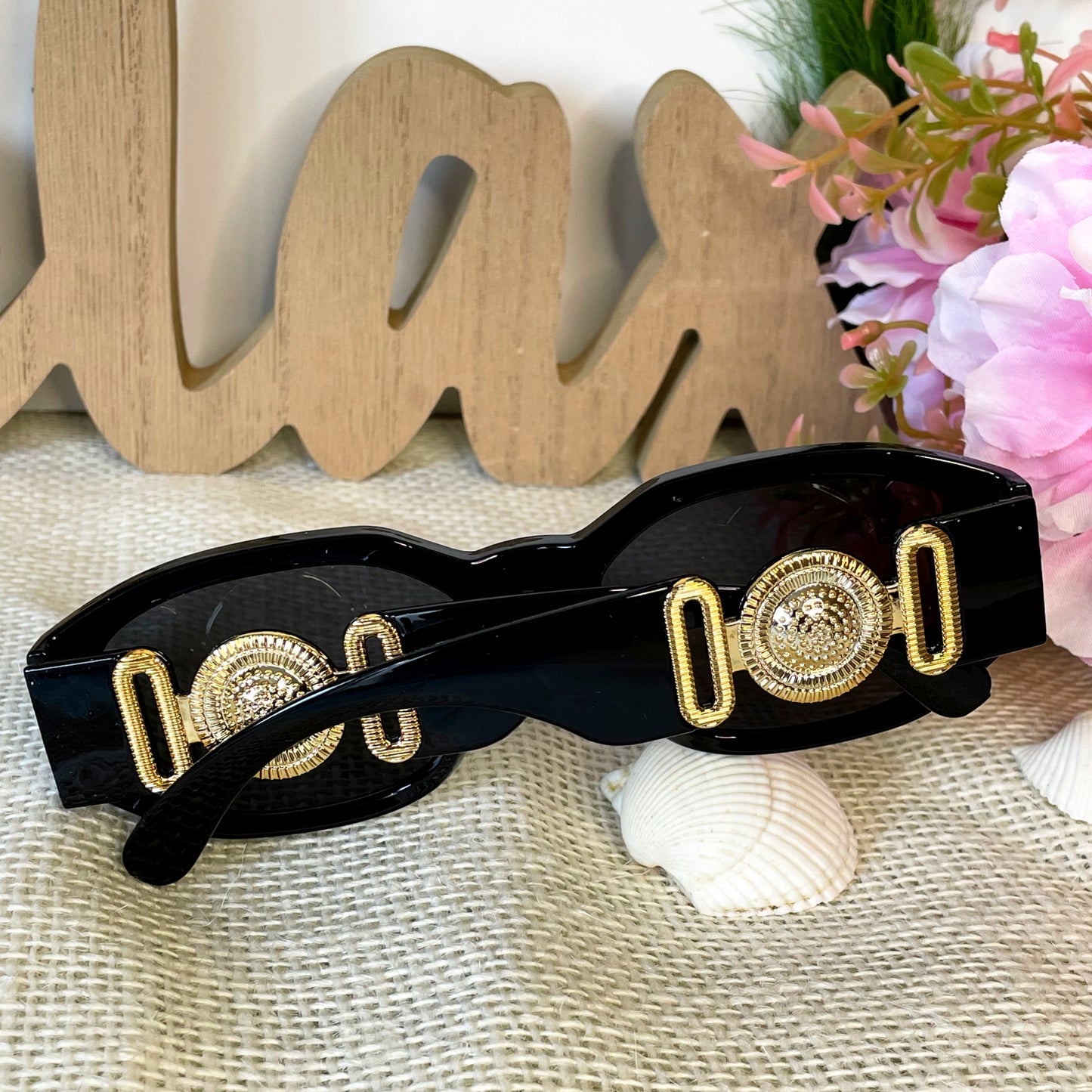 Work Of Art vintage thick frame polygonal gold design tinted sunglasses (color options)