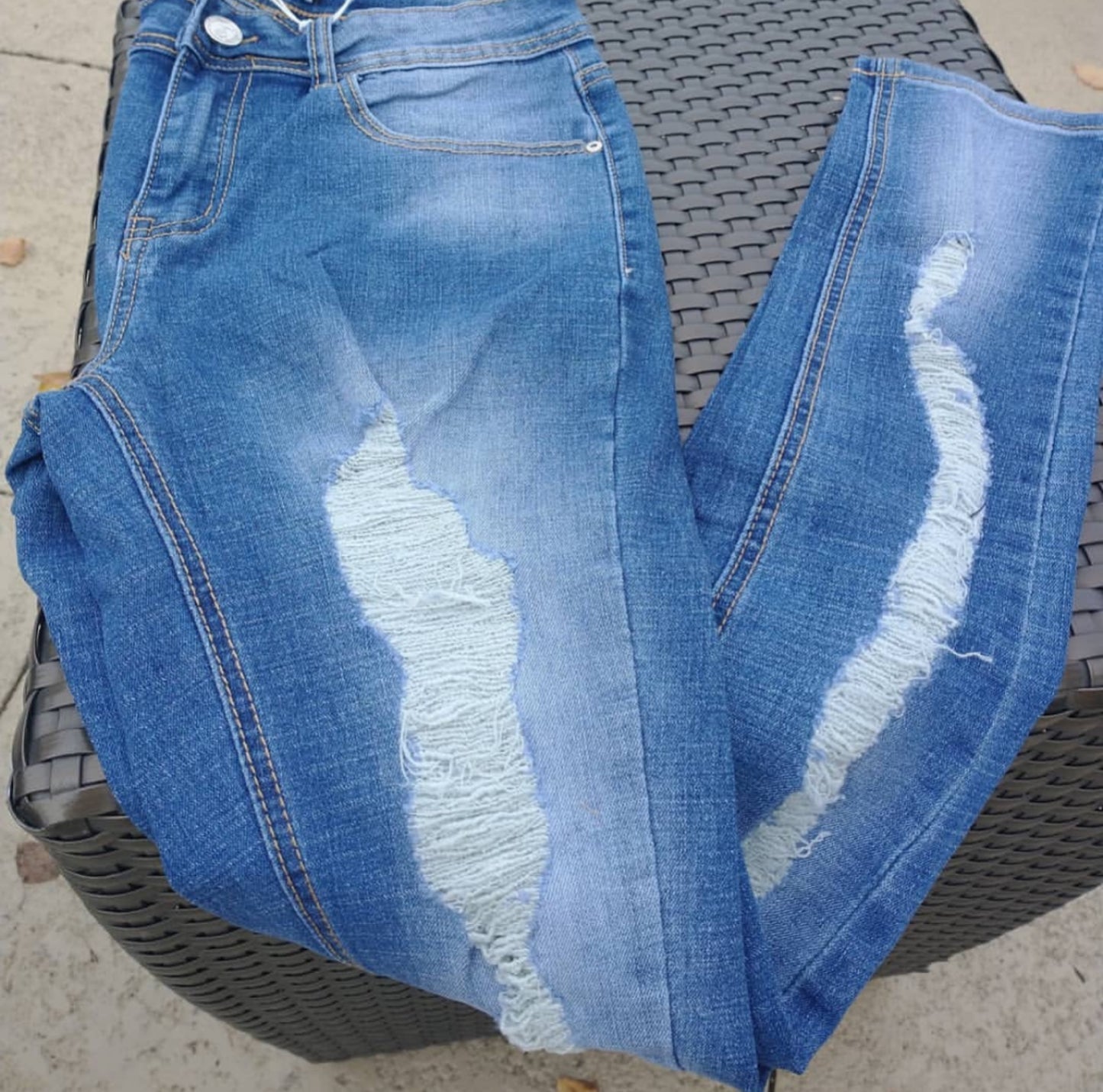 Cut It Out high waisted distressed ripped jeans