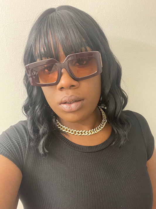 Day Dreamer thick frame gold design tinted rectangle sunglasses