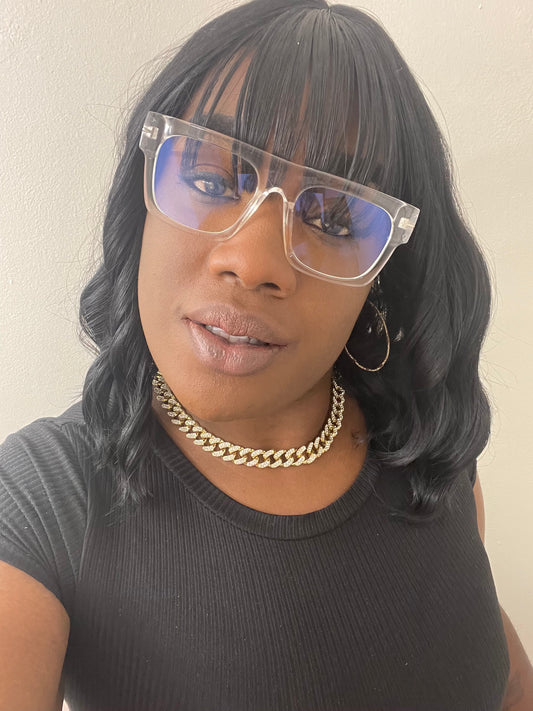 Werk It flat top square oversized transparent glasses (clear)