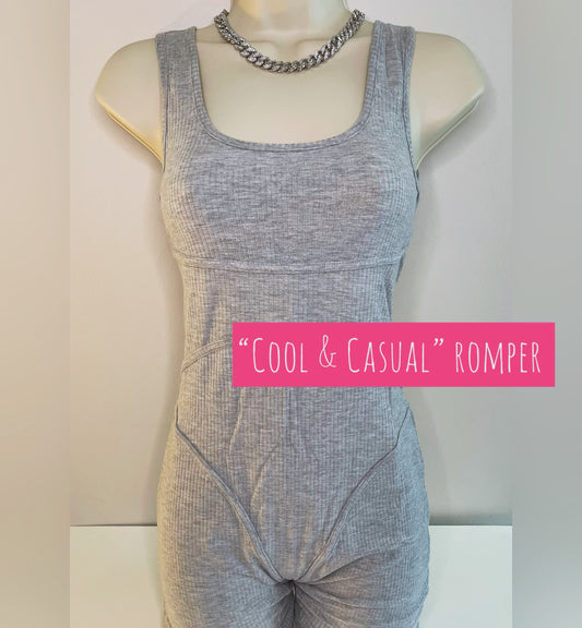 Cool & Casual ribbed romper (grey)