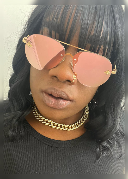 B-2 Fly gold frame gradient tint butterfly metal design pilot aviation sunglasses (color options)