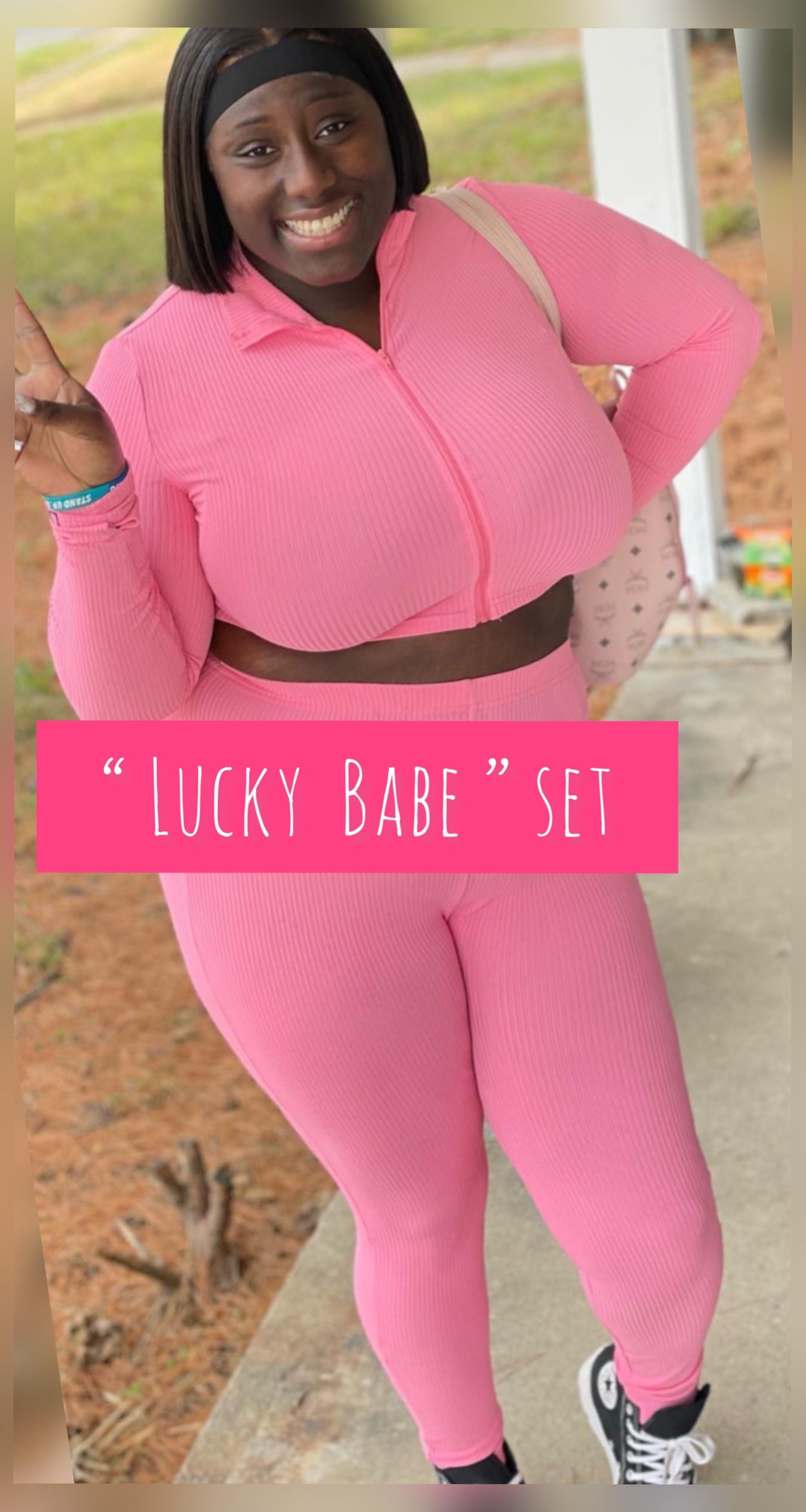 Lucky Babe ribbed pants set (color options)