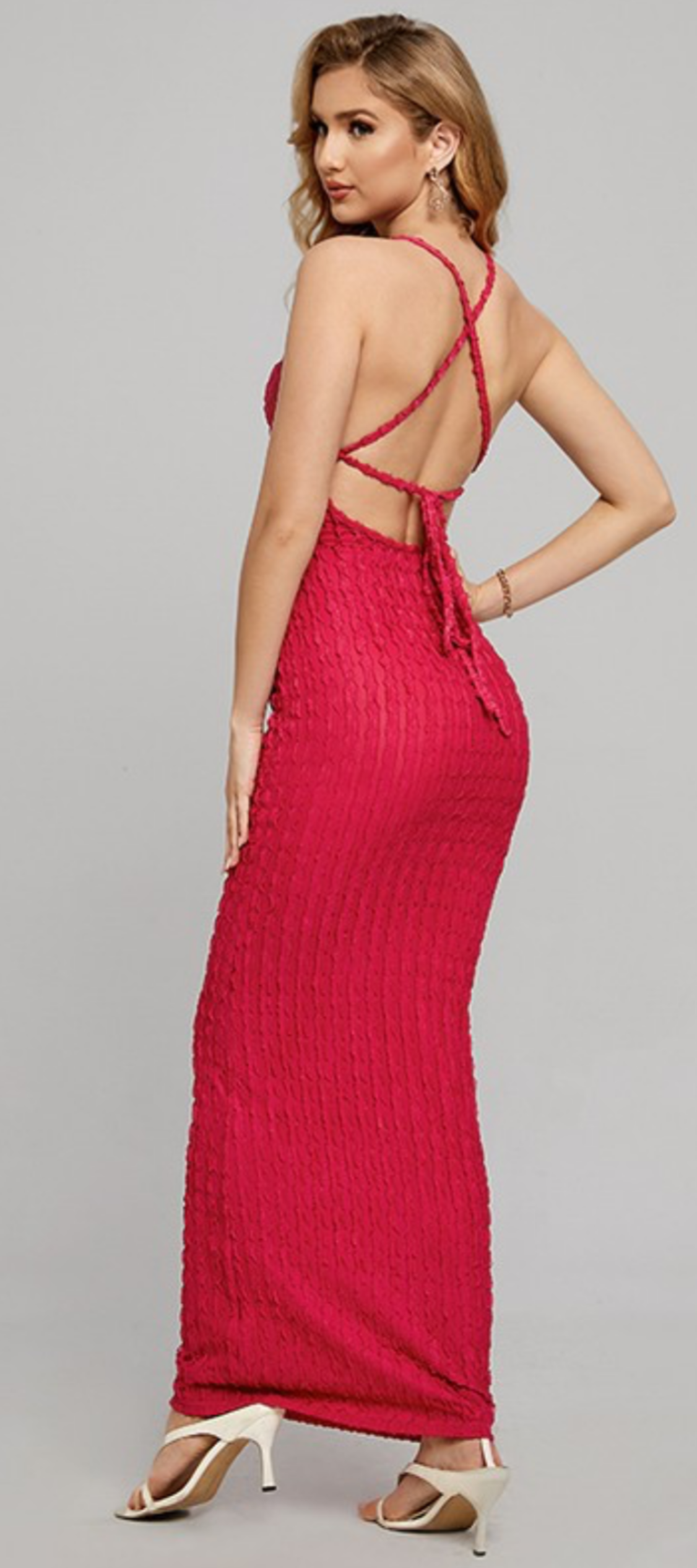 Beach Babe popcorn dress (red)