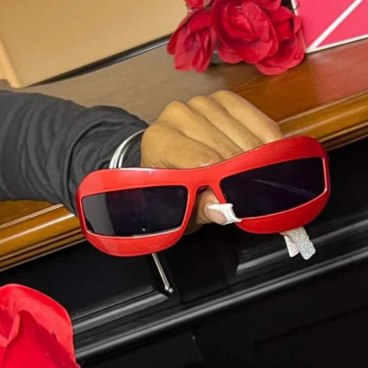 In The Moment tinted thin frame rectangle sunglasses (color options)