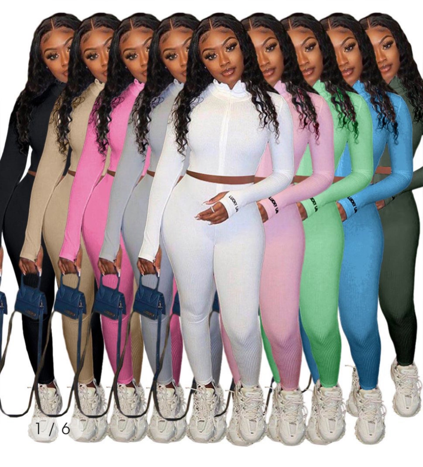 Lucky Babe ribbed pants set (color options)